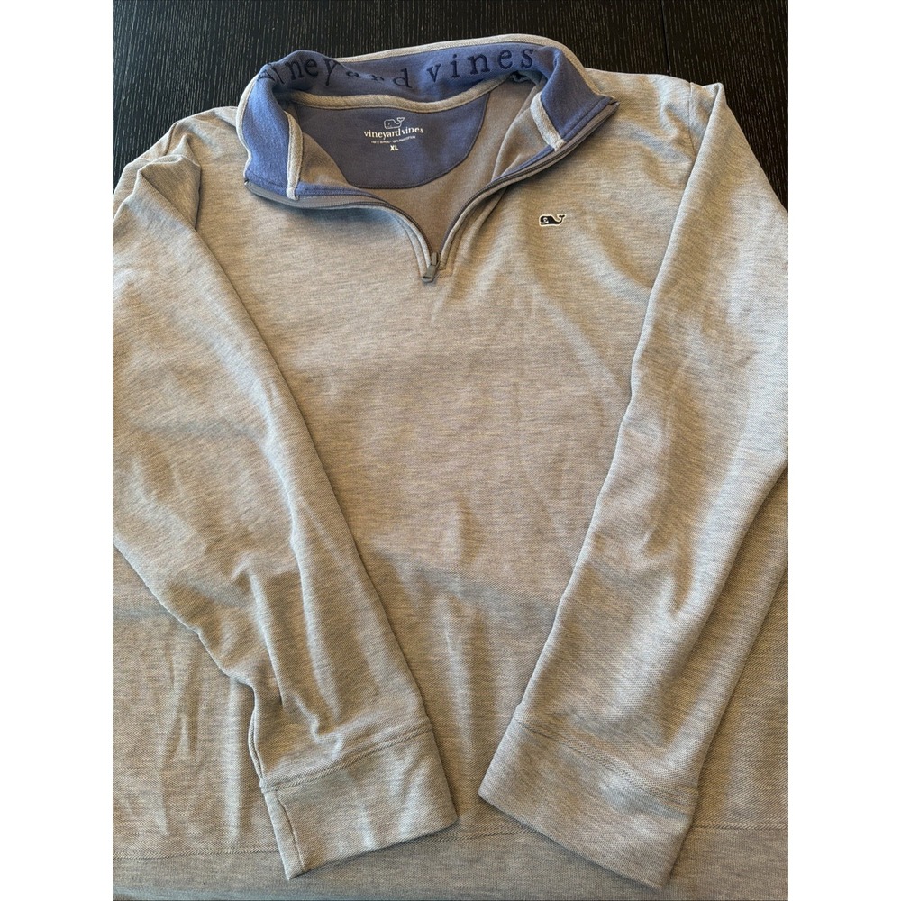 Vineyard Vines Performance Mens Gray 1/4 Zip Pullover Sweatshirt XL Pima Cotton